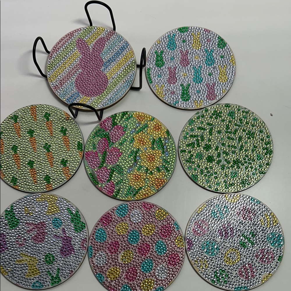 Colorful Easter-Themed Coasters Set